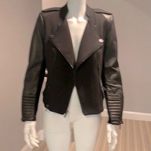 SZ SM BCBGMAXAZRIA Asymmetrical Ponte/Leather Moto
